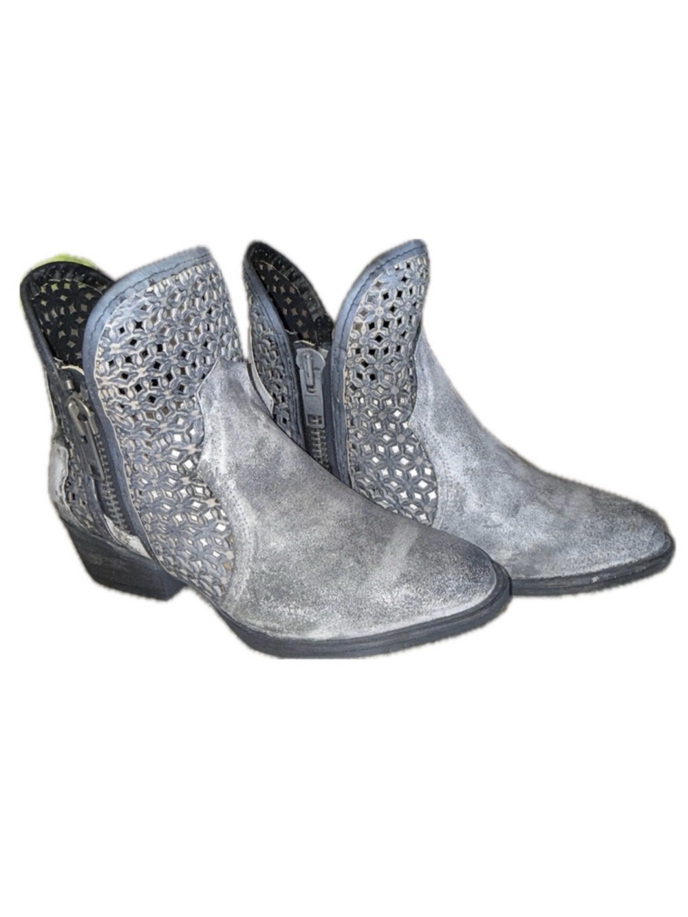 👢CIRCLE G *NIB* Western Cowboy Boots Gray Leather Cutout Ankle | Women's US 8